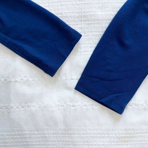 EILEEN FISHER NAVY LONG SLEEVE BACK STRAPPY CUT OUT STRETCHY DRESS - XS - Picture 8 of 10